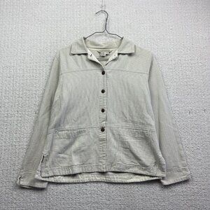 Royal Robbins Button Shirt Women's S Heavy Cotton Outdoor Travel Off-White Read